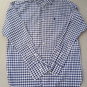 Ralph Lauren Blue and White Gingham Button Down Shirt